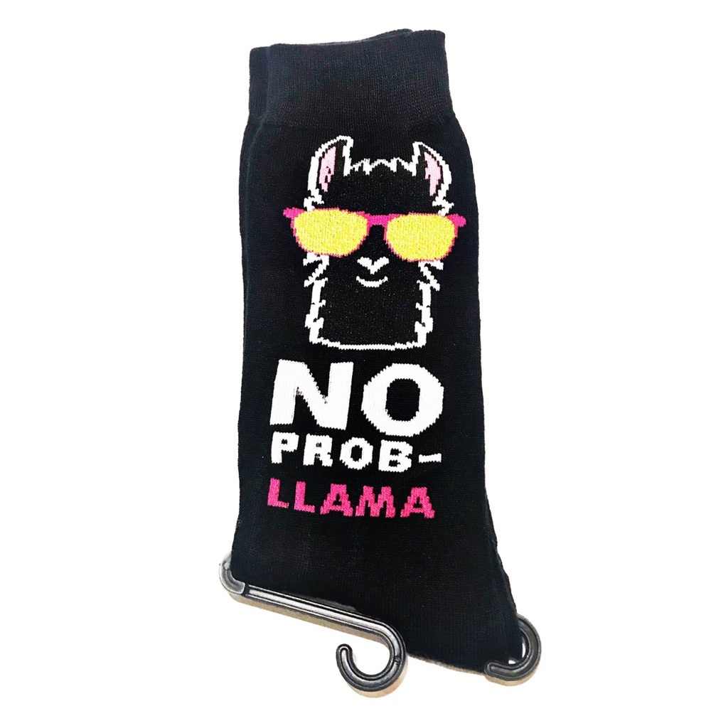 Novelty fun socks - No Prob Llama - ONE pair BLACK